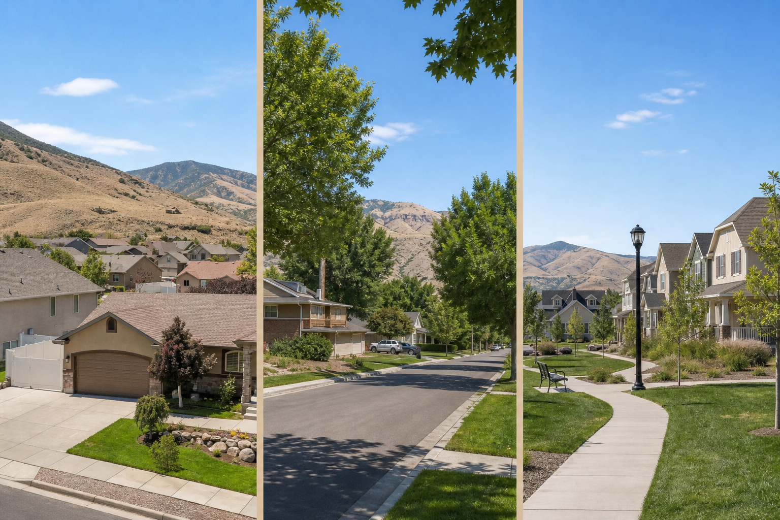 Three local contexts: Herriman growth edge, South Jordan mixed housing, and Daybreak planned community